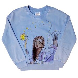 Disney Wish Character Girl's Mineral Washed Soft and Comfortable Graphic Pullov…